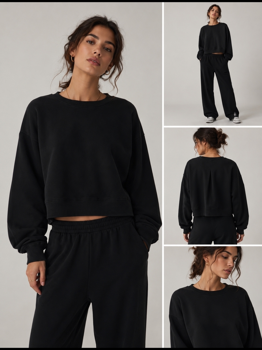 Ibex Black Cropped Sweatshirt Pullover Women’s Large